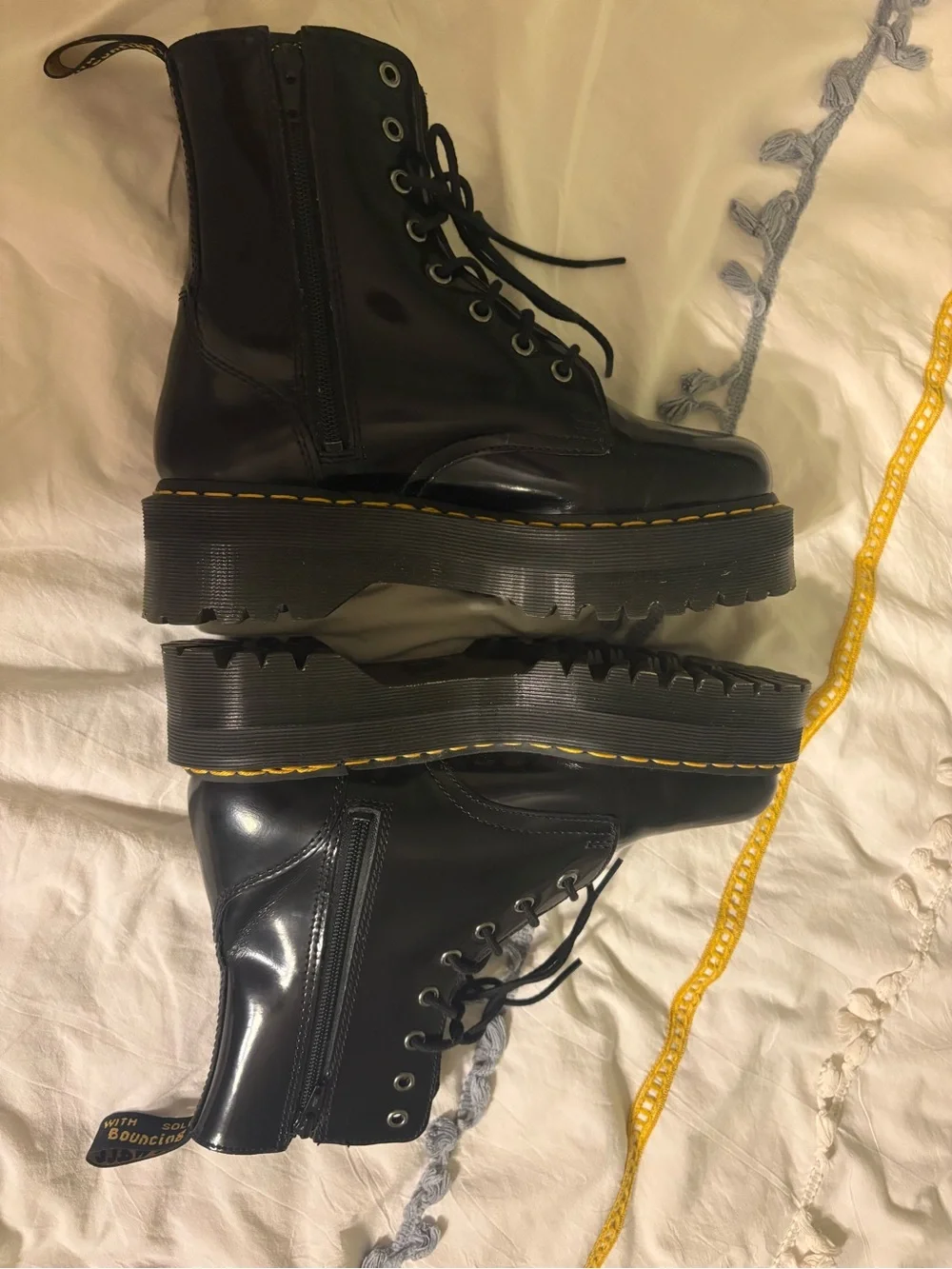 Dr. Martens Black Patent Lace-Up Platform Boots